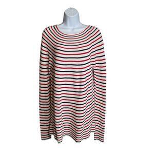 Vineyard Vines Cream Sweater with Red and Navy Stripes
